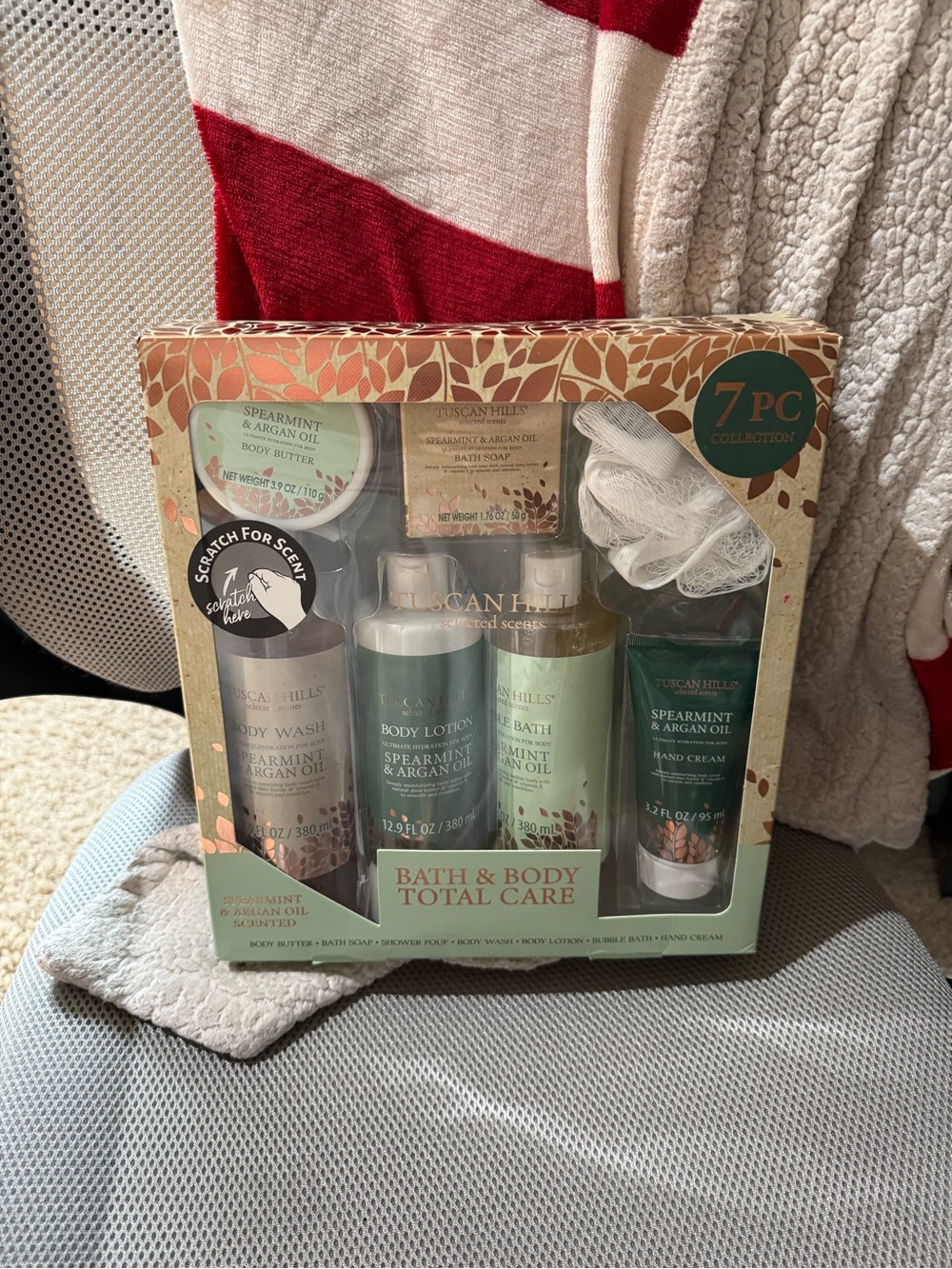 Spearmint & Argan Oil 7-Piece Bath & Body Gift Set - Green